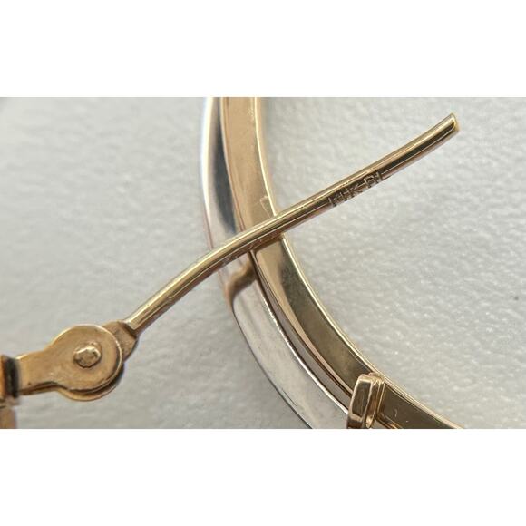 Ralph Lauren 14k RL Signed White And Yellow Gold Hoop Pierced Earrings 1.43grams